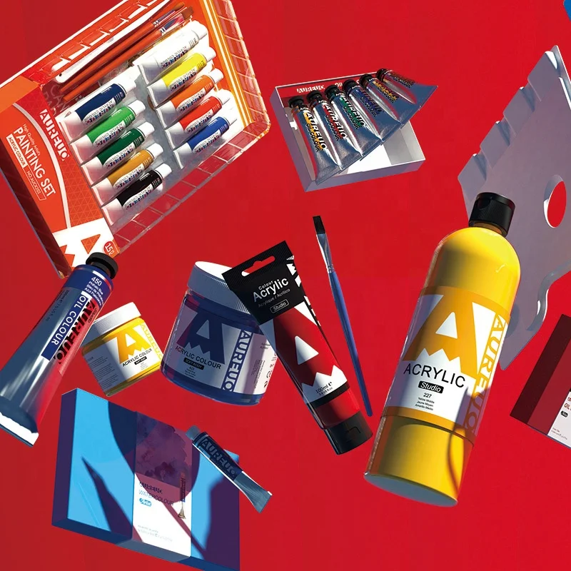 AUREUO 75ml Studio Grade Value Series Entry Level Student Tube Cheap Acrylic Color For Painting