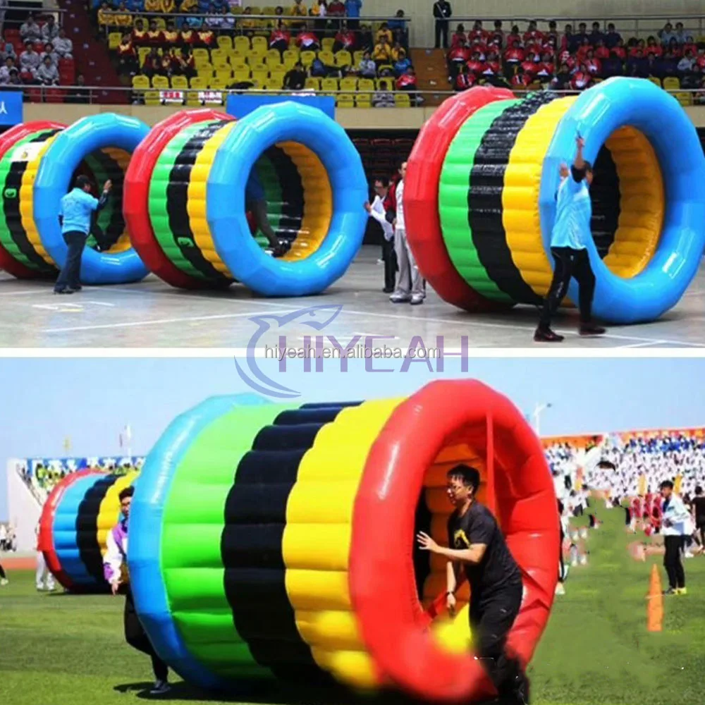 Interactive Team Building Party Games Lawn Inflatable Roller Wheel Inflatable Water Running Roller for Kids and Adults