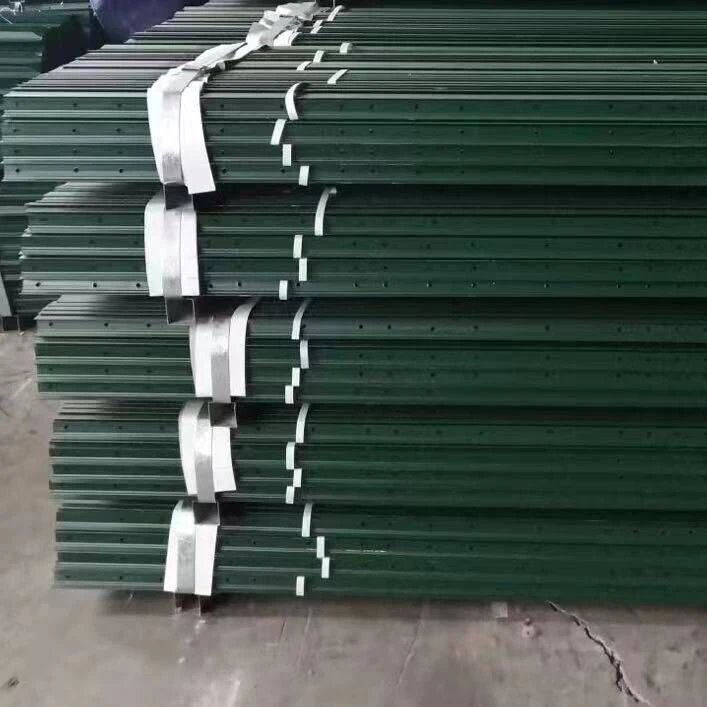 Green T-Rail Light Duty Fence Post with holes