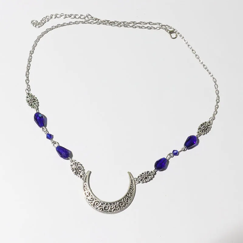 Hollow Out Moon Head Chain Wedding Retro Women Hair Jewelry Accessories Natural Stone Crystal Alloy Chains
