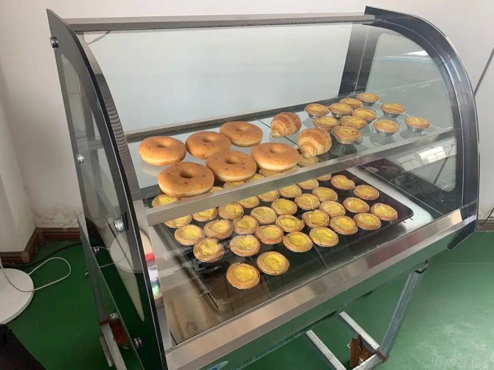 KFC Hot Pot Restaurant Heating Curved Glass Warming Showcase Display Buffet Food Warmer