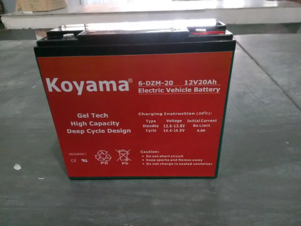 6-DZM-20 KOYAMA 12V 20AH Electric Ebike Battery 6-DZM-20