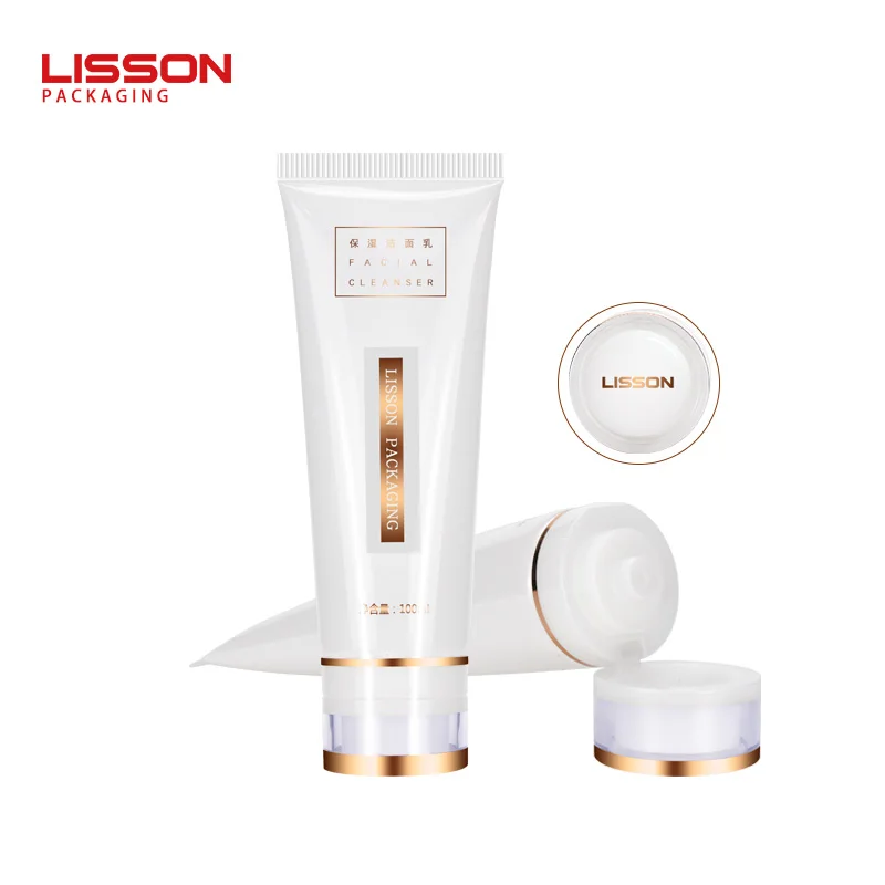 Cosmetic Round Shape ABL Empty Facial Cleanser Tube Hand Cream Face Wash Lotion Plastic Tube Packaging with Acrylic Cap