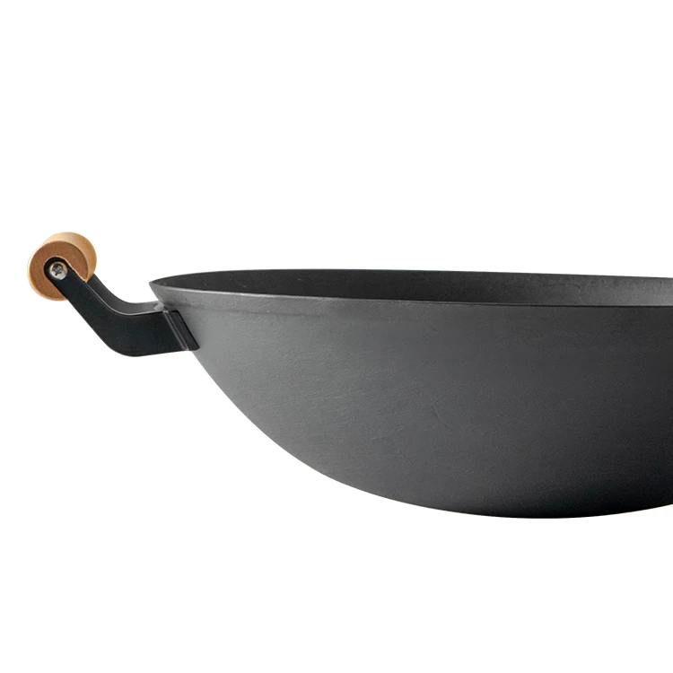 Чугунная китайская антипригарная Кастрюля с двойной деревянной ручкой