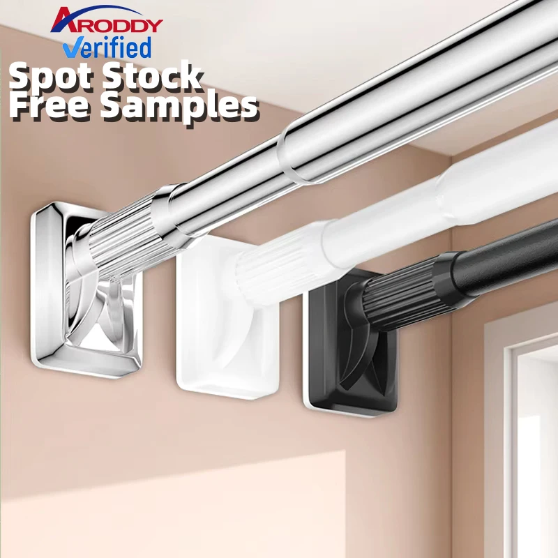 ARODDY No Punching Adjustable Double Metal Modern Tension Curtain Pole Extendable Telescopic Curtain Rods for Home Decor