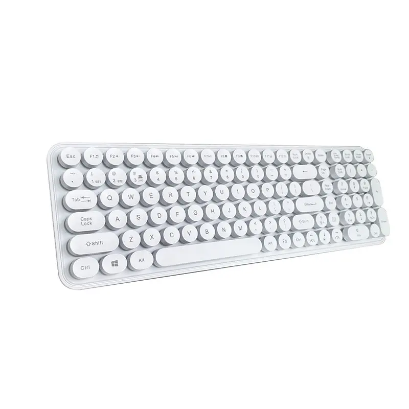 Retro Keys 2.4g Wireless Bluetooth Rechargeable Gaming Keyboard OEM multi Language Layout PC Keyboard