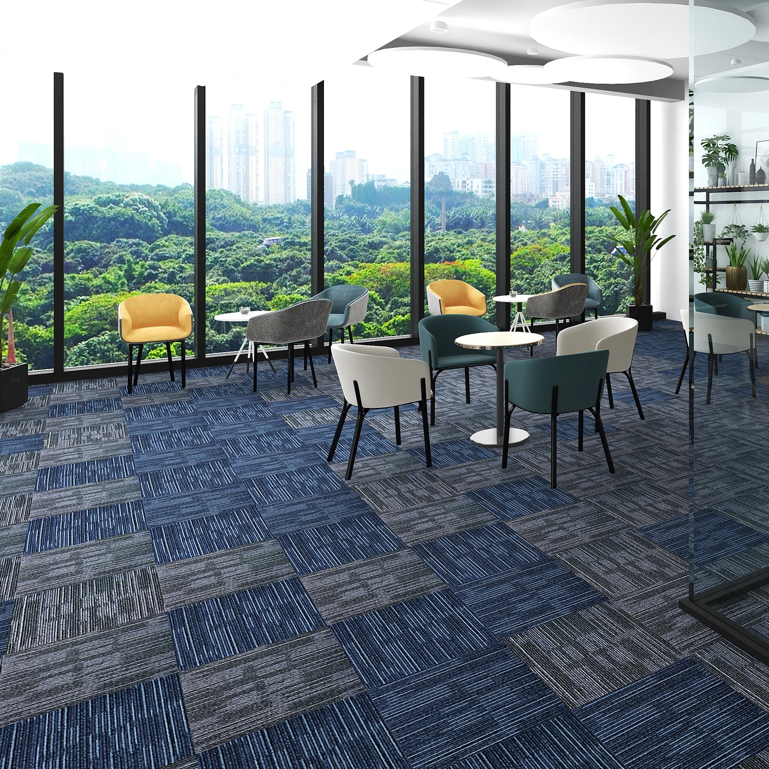 100% PP Modern Designed Commercial Modular Office Carpet Tile Flooring