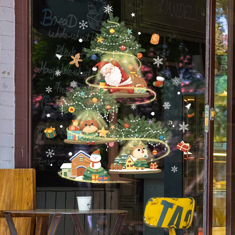 Winter Door Display Window Background Decoration Snowflake Static Glass Sticker Snowflake Window Sticker Christmas