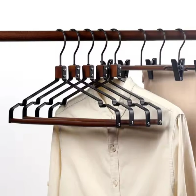 Clothes Hanger Trouser Clip Wooden Metal Man Pants Coat with