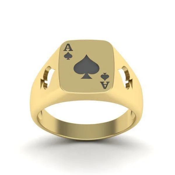 Best selling Mens Biker Jewelry Ace Of Spades Stainless Steel Poker Ring