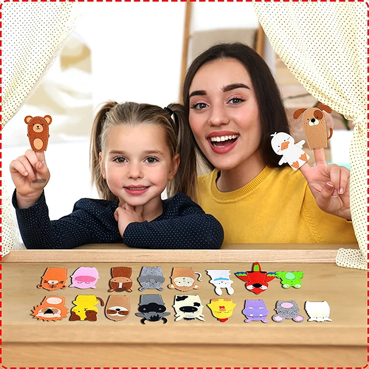 Wholesale handmade finger number toys handmade felt animal finger puppets