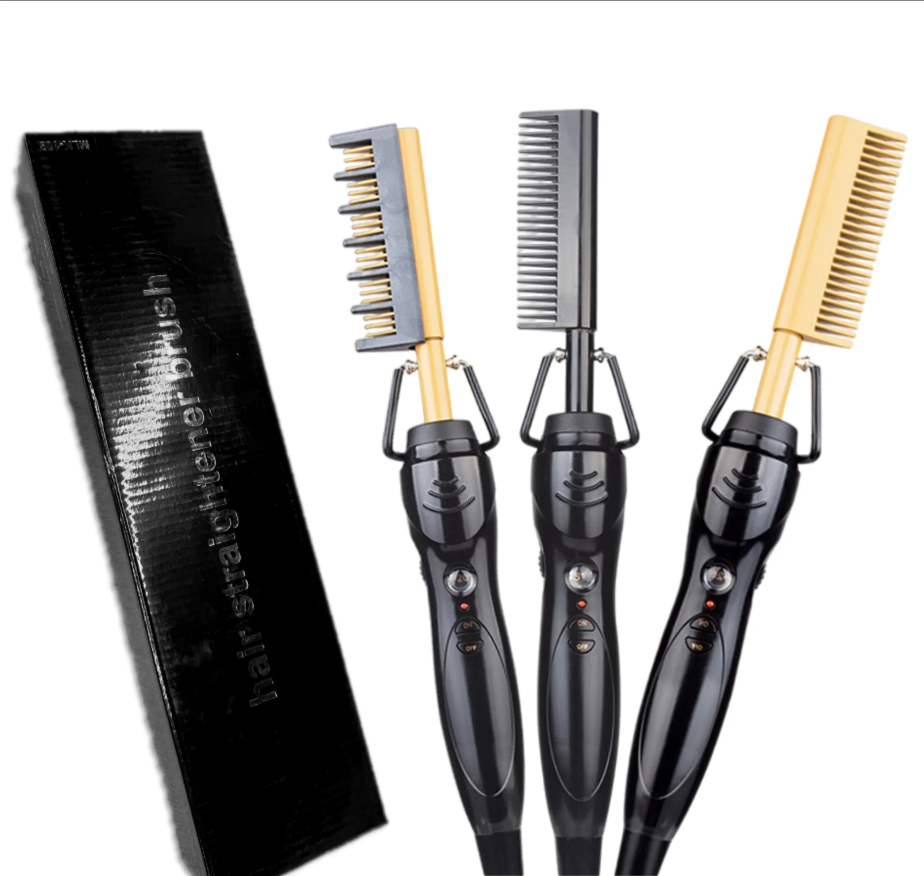 Titanium Flat Irons Hair Straightener 2 In 1 Electric Hot Comb Quick Hair Styler Portable Hair Brush Straightener