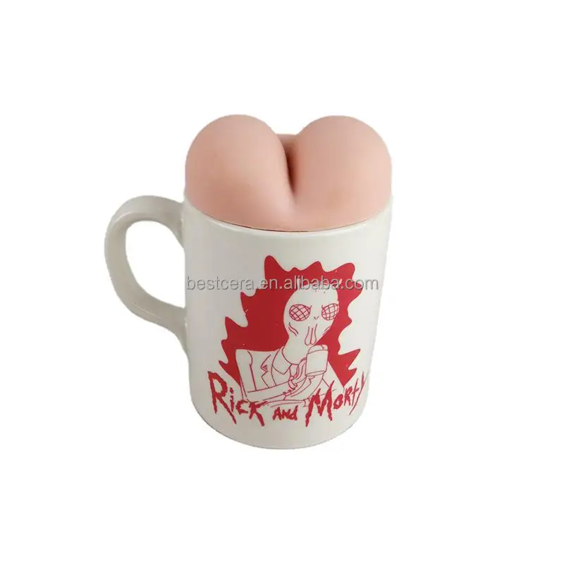 Wholesale Cartoon Cute Mugs Ceramic Coffee Rick and Morty Ceramic Coffee Mug with Silicone Bum Lid