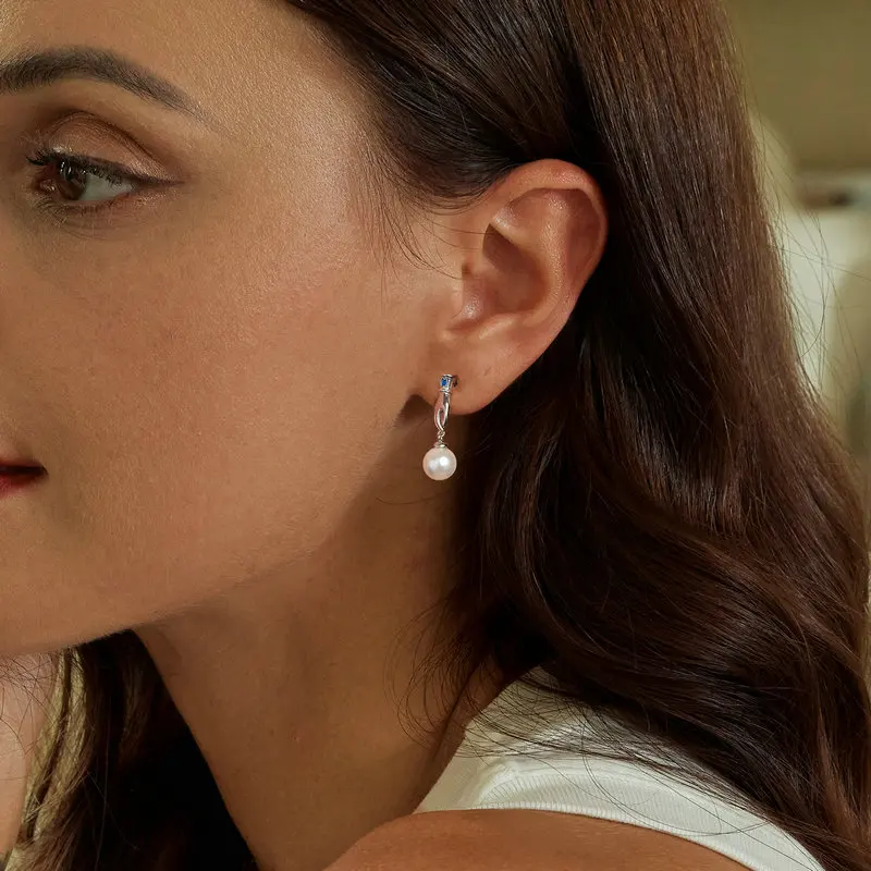 Crystal Hot Sale Fashion Jewelry Earrings S925 Sterling Silver Gloves Light Luxury Engagement Pearl Drop Earring For Women