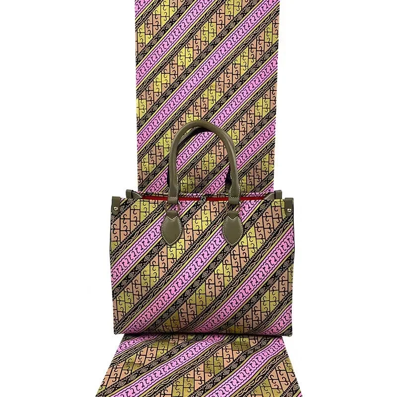 New styles 100% cotton printed fabric 6 yard/lot ankara wax with big bag for women set