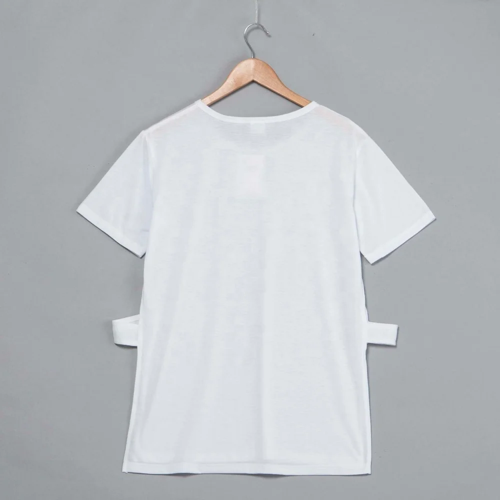 Fashion side split T shirt women side opening t-shirt sublimation blanks