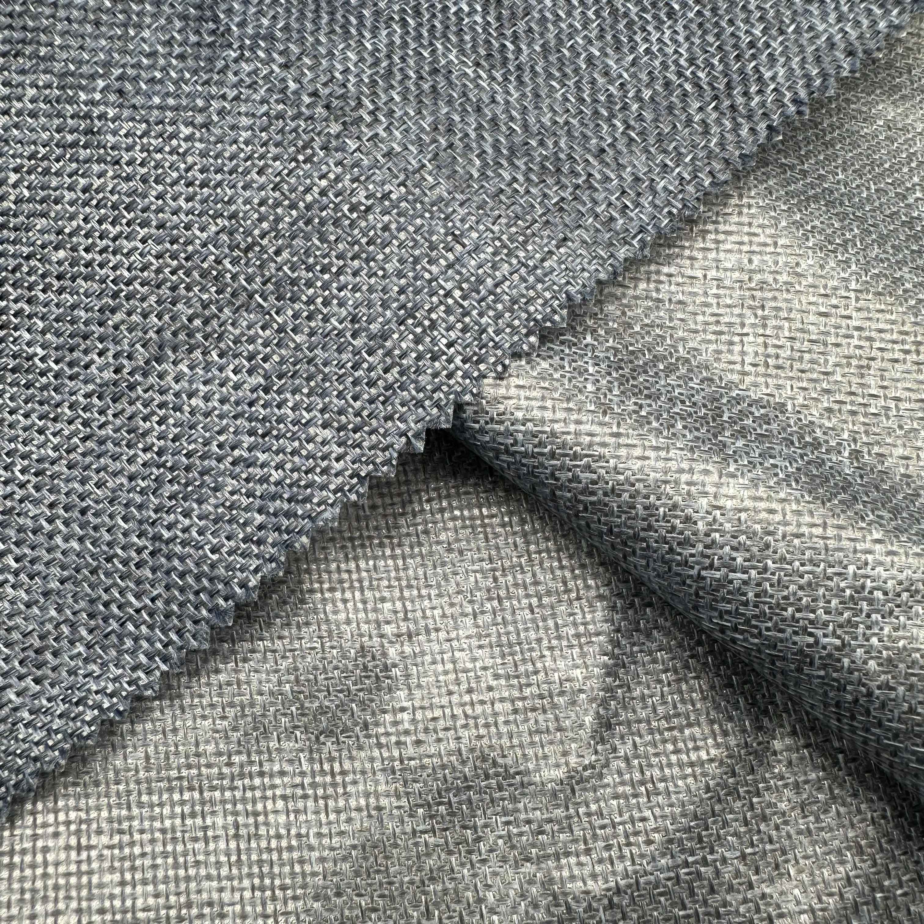 Wholesale Poly Jute Lamination Fabric home textile Linen look upholstery polyester sofa fabric Factory sales