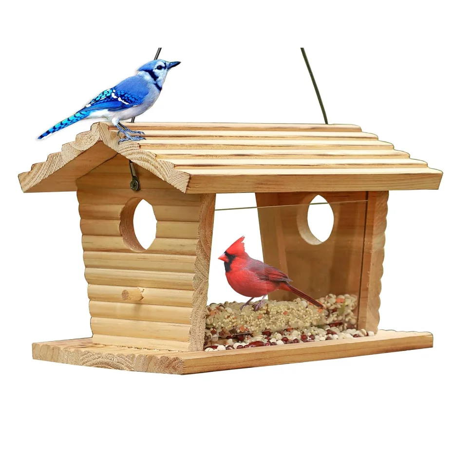 Оптовая продажа кормушка из массива дерева Bluebird дом для сада