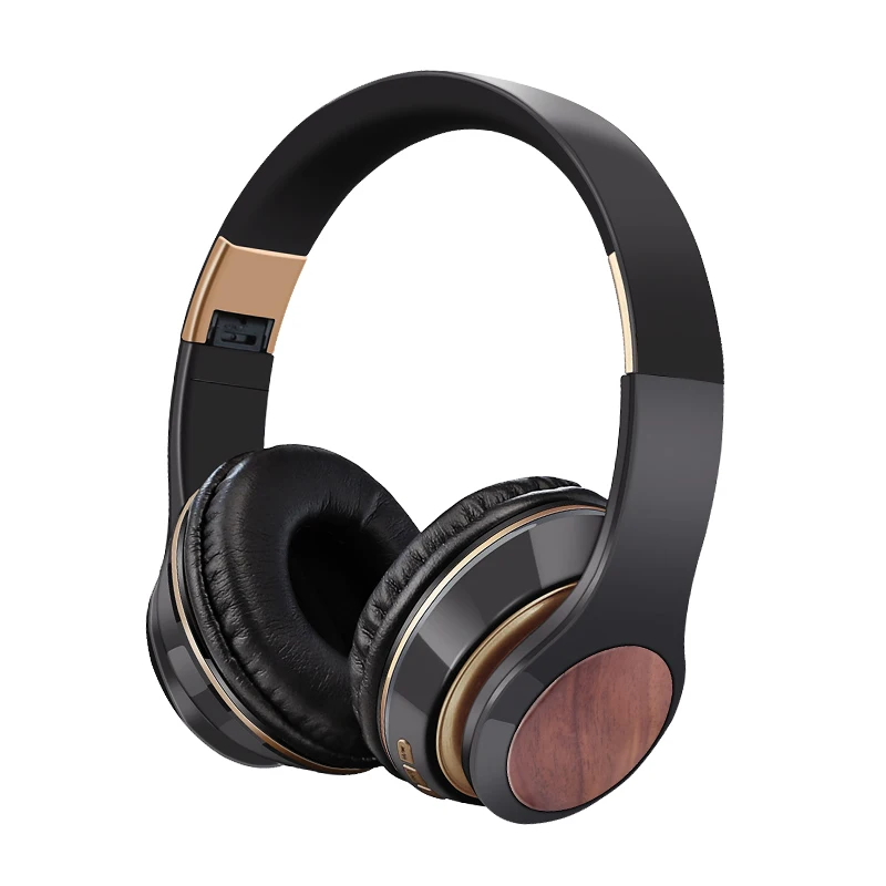 Wholesale Custom Logo Deep Bass Foldable High Quality Over The Ear Bt Bamboo Sem Fio Wireless Earphones Bluetooth Headphones