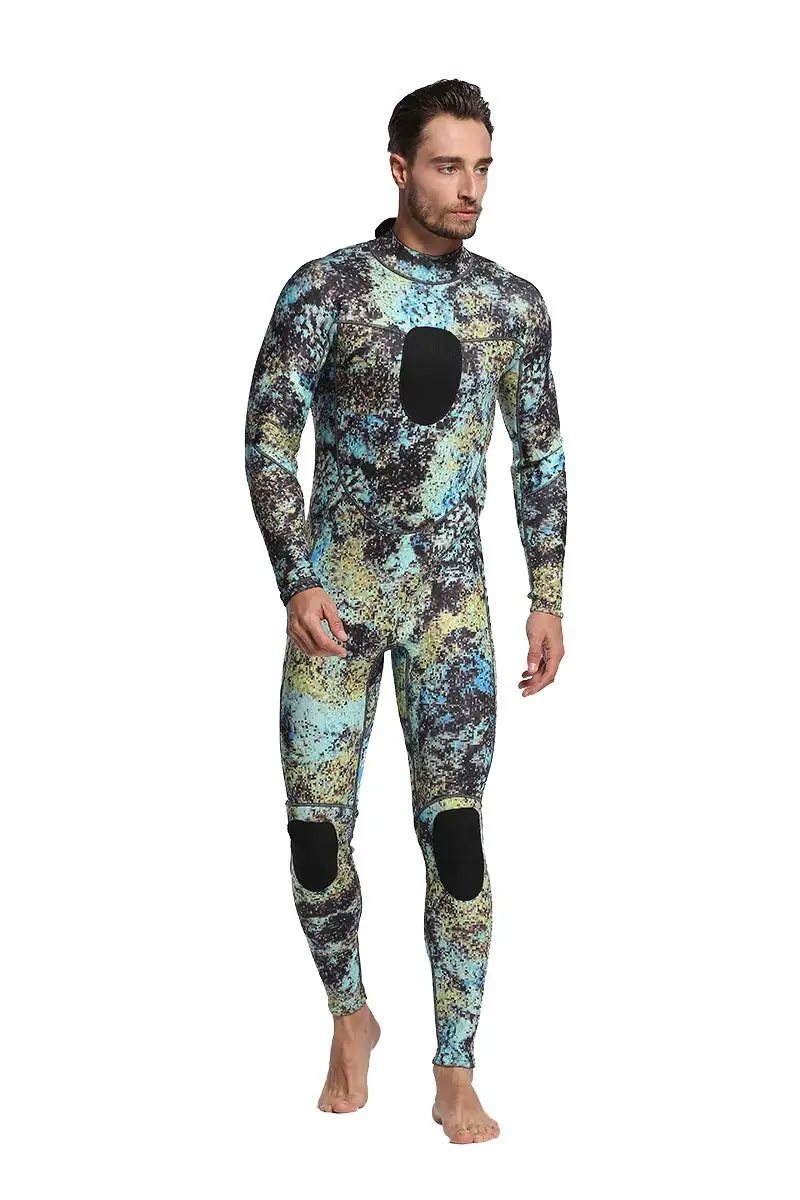 Adult 2PCS Sets Long Neoprene Diving Suit 3/5/7mm Camouflage Wet Suit Diving Open Cell Spearfishing wetsuit with Hood