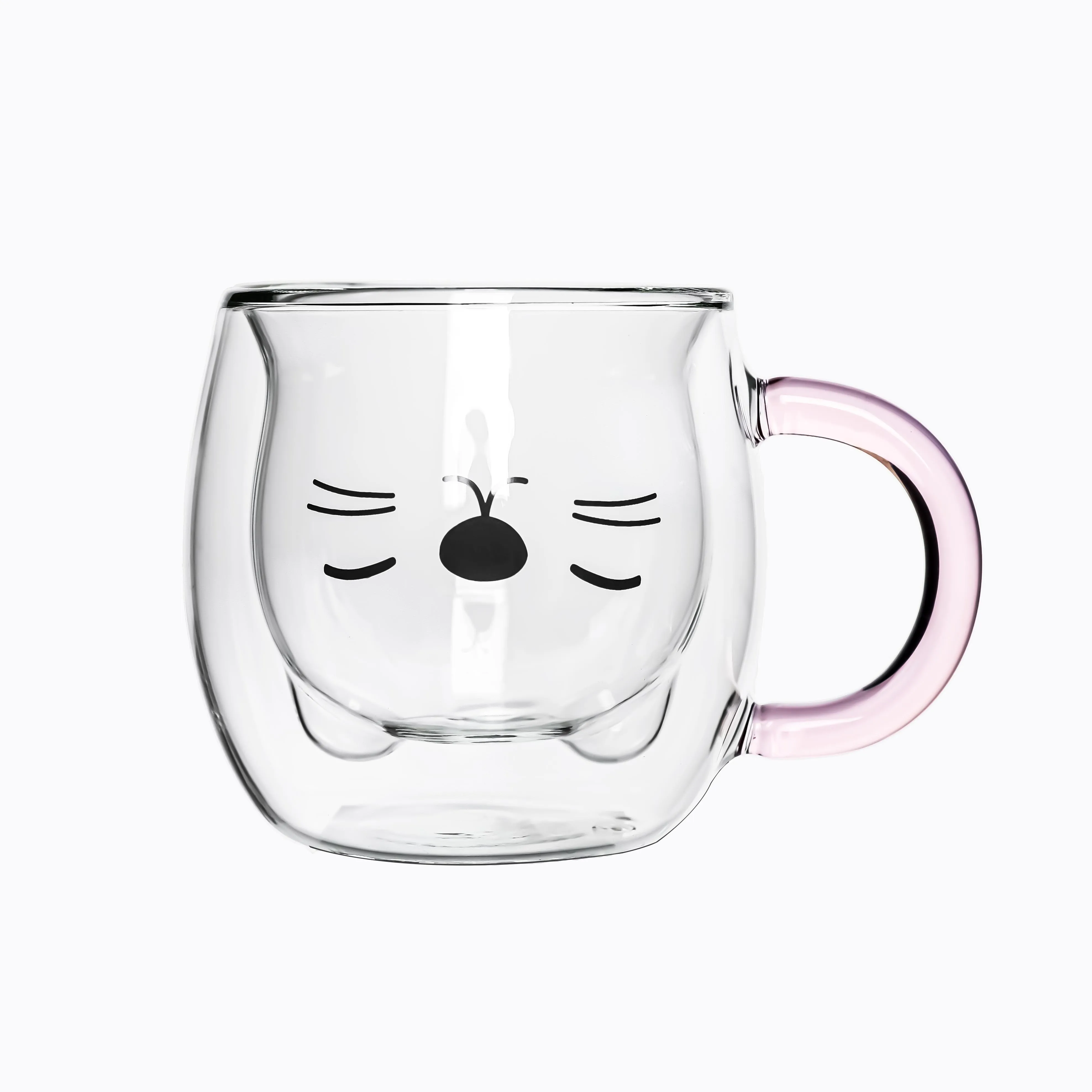 Высококачественные Роскошные милые прозрачные стеклянные чашки с ручкой для вечеринки, двойные стеклянные кофейные чашки для капучино