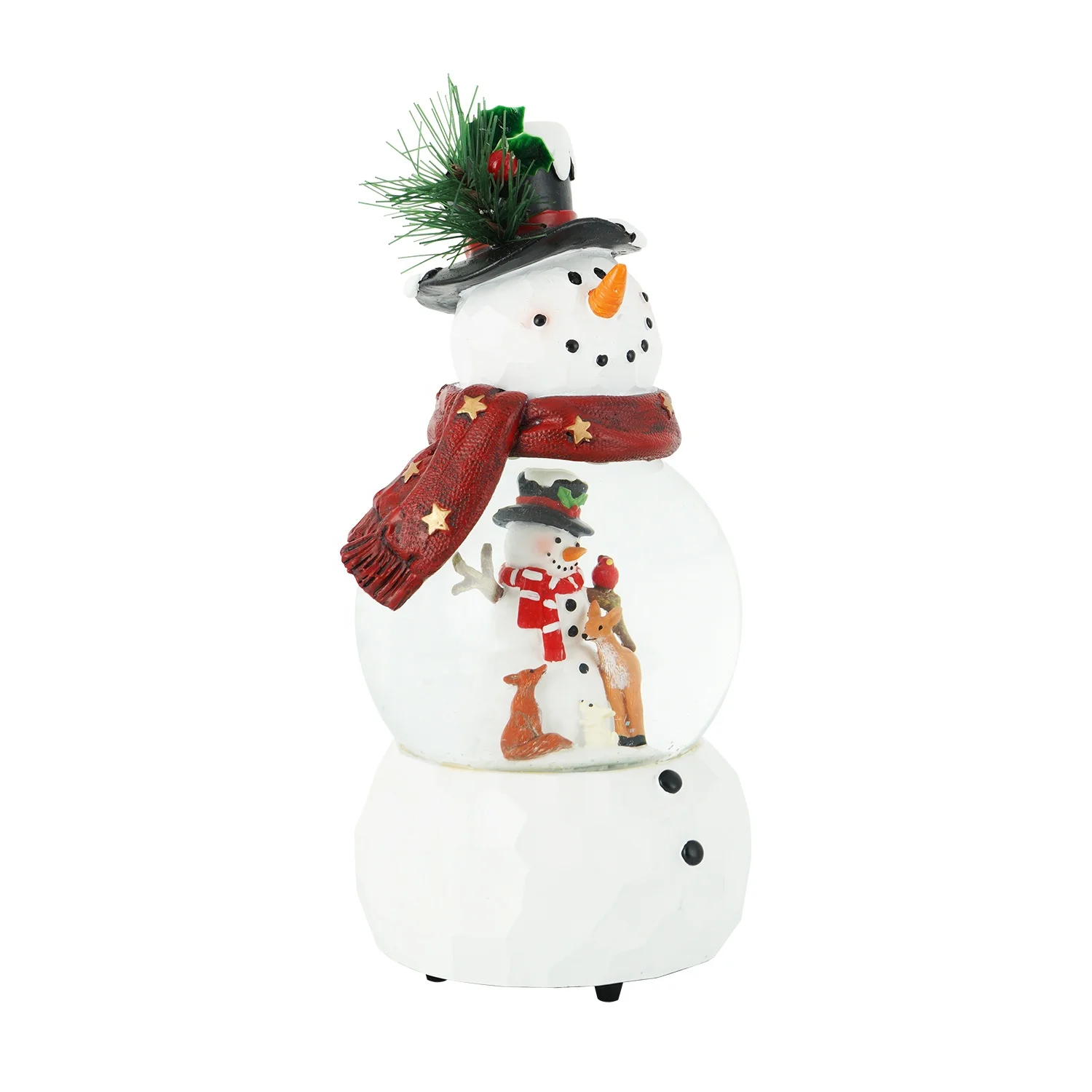 Resin Cheap Snowman Festival Custom Polystone Water Globe Snowman Christmas Musical Snow Globes