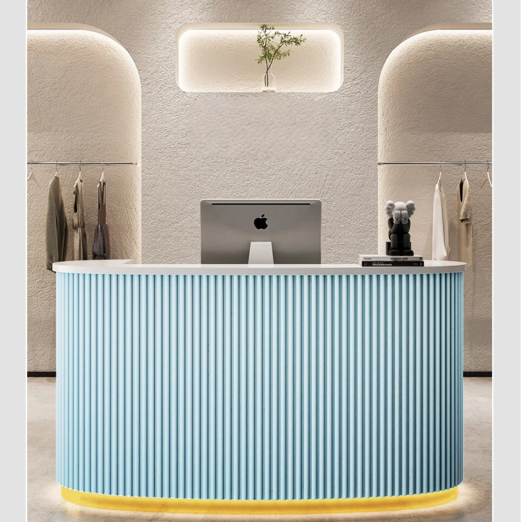 Custom modern reception desk beauty salon hairdressing furniture curved reception desk reception counter front desk