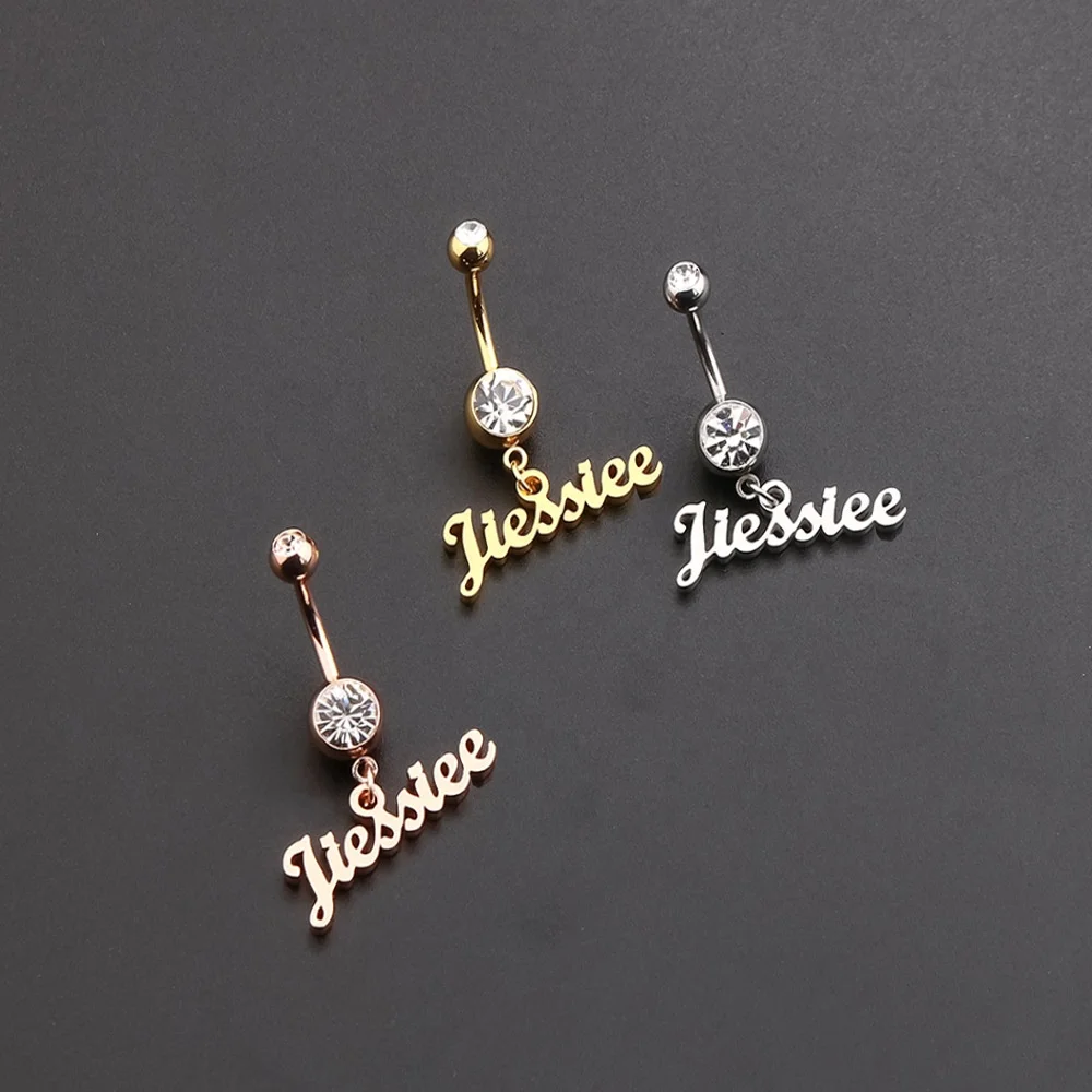 Customised Name Pendant Stainless Steel Belly Name Body Belly Piercing Jewelry Women Personalized Nipple Industrial Name Women