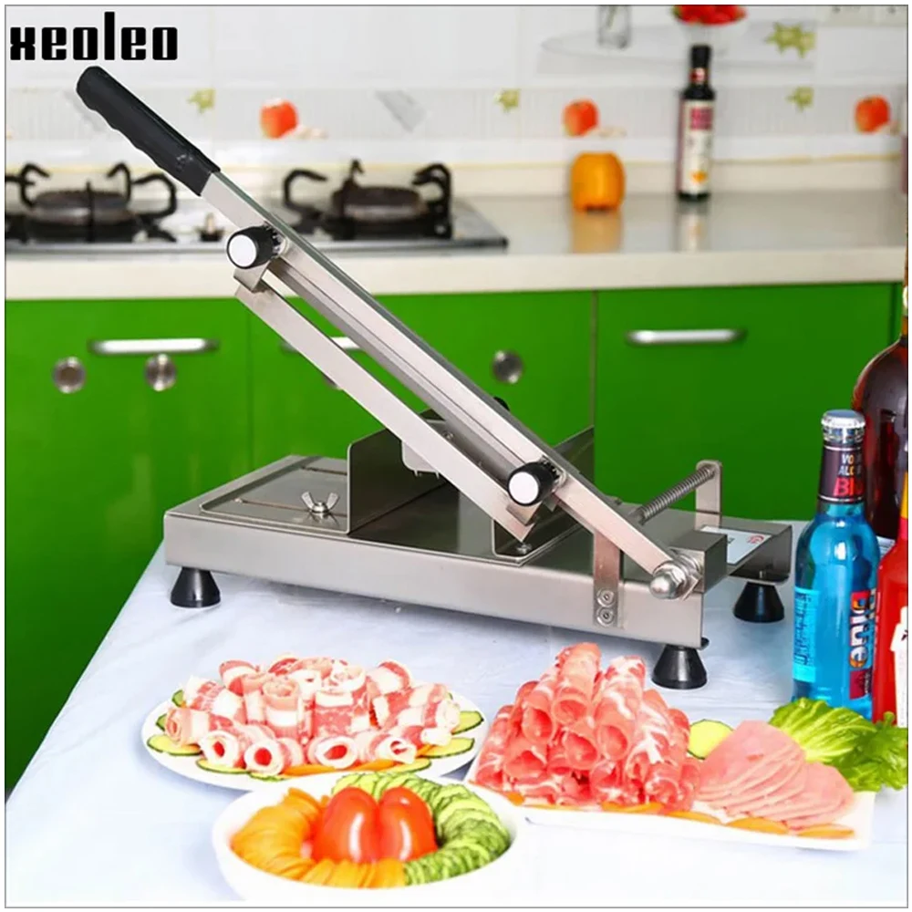 XEOLEO Commercial Manual Meat Slicer Small Stainless Steel Frozen Meat Slicing Household Hand Vegetable Potato Cutting Machine