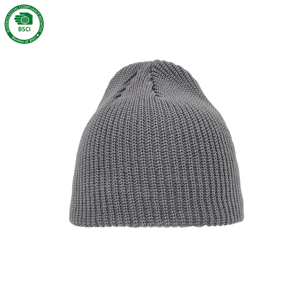 Custom Logo High Quality Mens Acrylic Ribbed Beanie Cap Winter Ski Hat Plain Fisherman Knitted Beanie