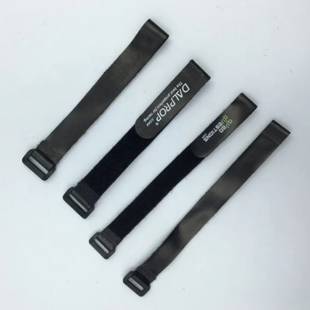 Anti-slip silicone hook and loop battery strap with plastic buckle Custom logo non-slip backing hook and loop buckle strap