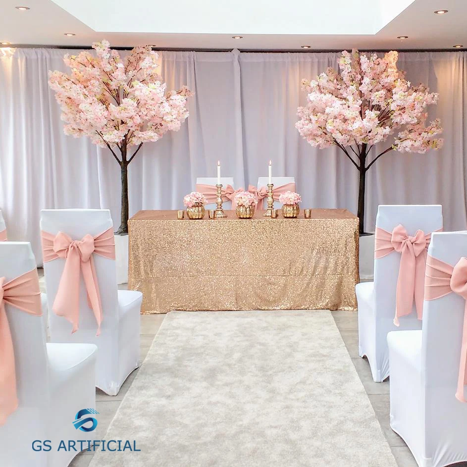 Factory Wholesale Artificial Indoor Cherry Blossom Tree Pink Flower Wedding Decorative