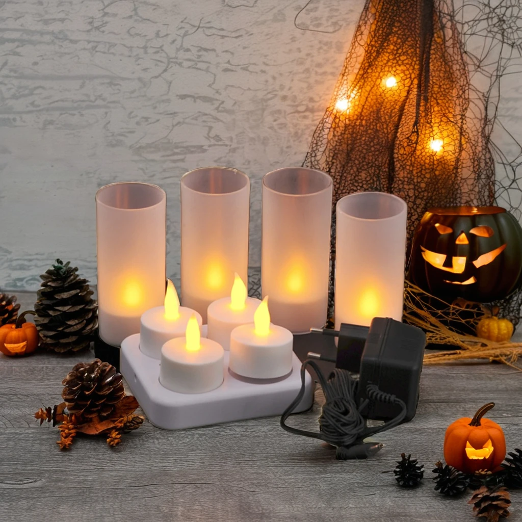 Set Of 12 Sample Available battery operated 3d flameless rechargeable led tea light candles