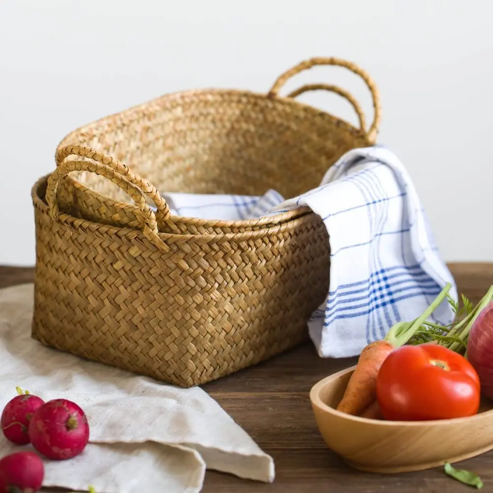 Best Selling Home Decor Water Hyacinth Baskets Natural PC Material Economical Storage Solution for Kitchen Handmade in Vietnam