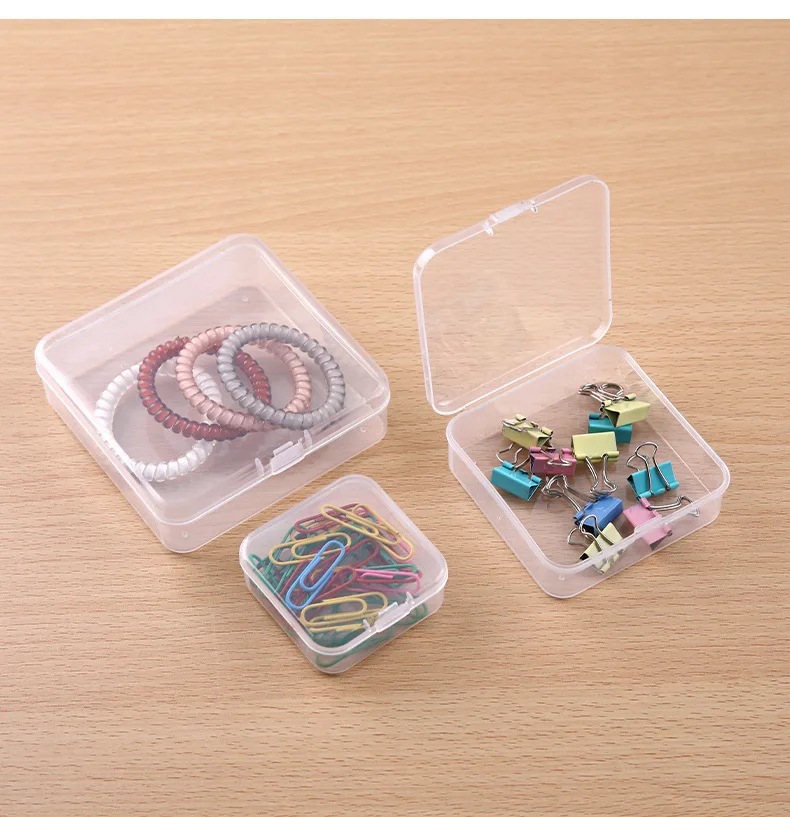 Square High Transparent Plastic Storage Box Jewelry Beaded Spare Parts Fishing Gear Earplugs Storage Small Square Box