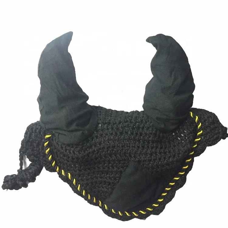 HORSE CROCHET BREATHABLE COTTON EAR NET/HOOD FLY VEIL EAR MASK HORSE GROOMING