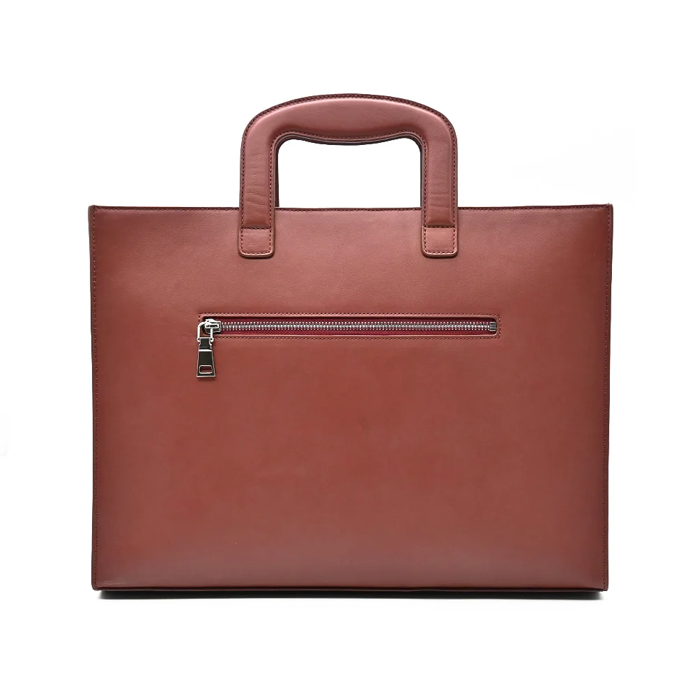 customize new arrival brown genuine real cowhide leather slim men laptop bag business briefcase for men