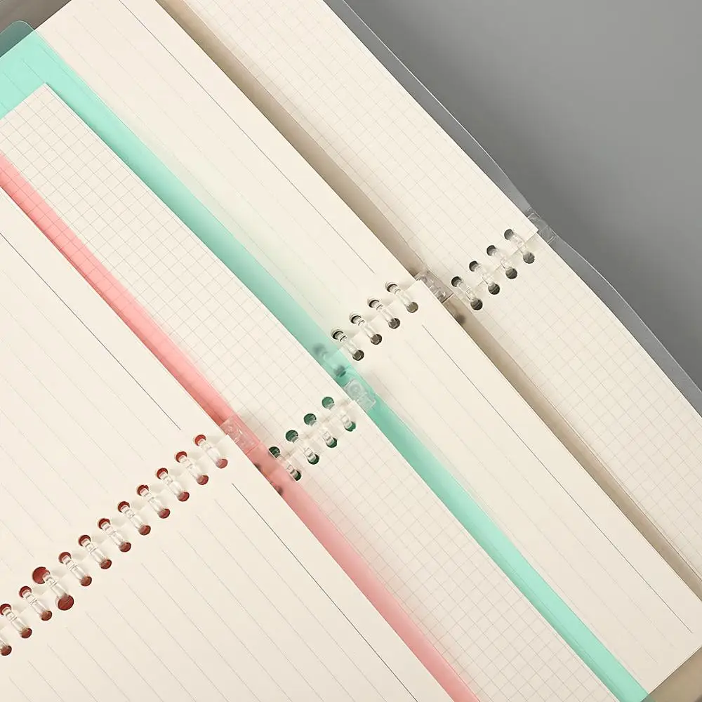 A5 easy to folder student notebook lightweight with PP cover waterproof 20 rings binder folder office journal