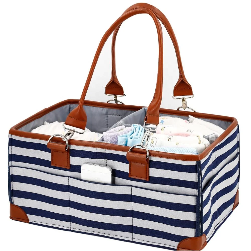Felt Diaper Bag Large Portable Rope Nursery Storage Bin Felt Baby Diaper Storage Caddy Organizer