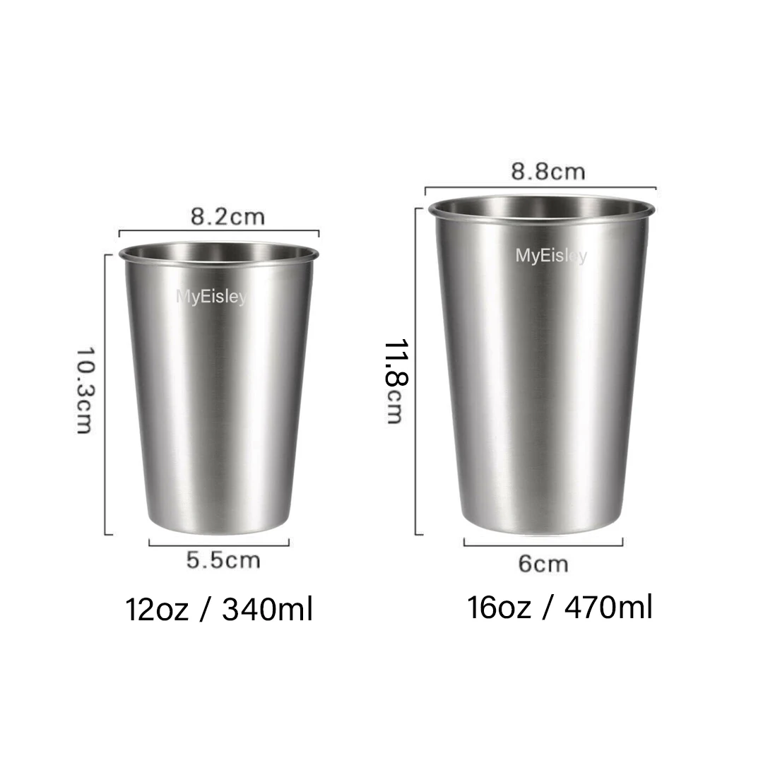 Custom Logo Stainless Steel Cup, Stackable Stainless Steel Pint Cup 16 Oz Water Tumbler Pint Glass
