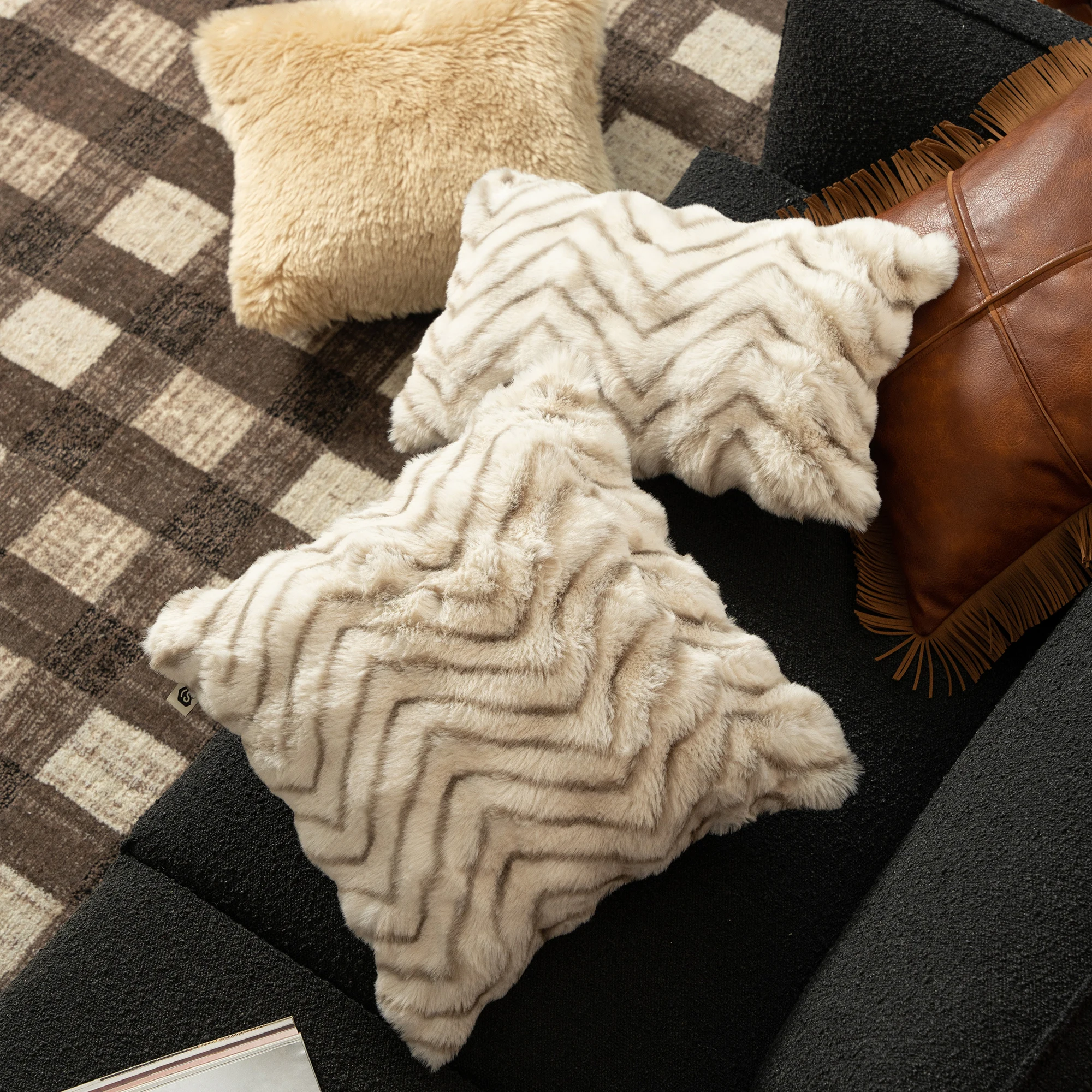 Winter Fluffy Original Design Soft Sofa Warm Printed Cushion Cover For Living Room Bedroom Home Decor Pillowcase