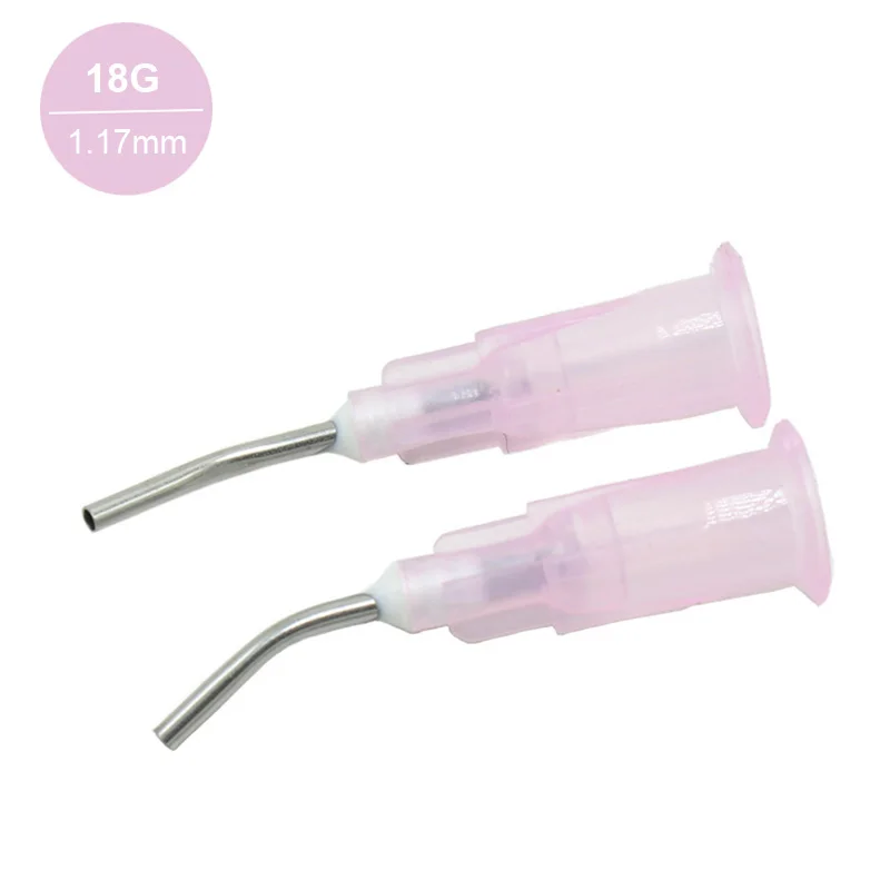 100pcs Dental Bent Needle Tips Flow Sealant Etchant Composite Resin Acid Reagent Syringe Tips