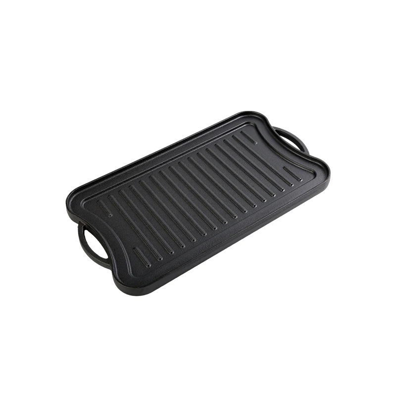 Factory cast iron rectangular flat fry reversible bbq grill griddle pan for BBQ
