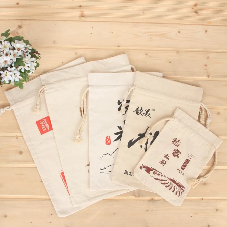 Custom Cotton Muslim Drawstring handbag shoe Dust bag