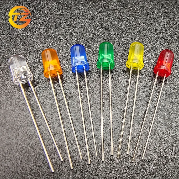 5mm Round head LED Diodes yellow color water clear 5mm LED PTH diode long feet super light 5mm chip led diffused yellow
