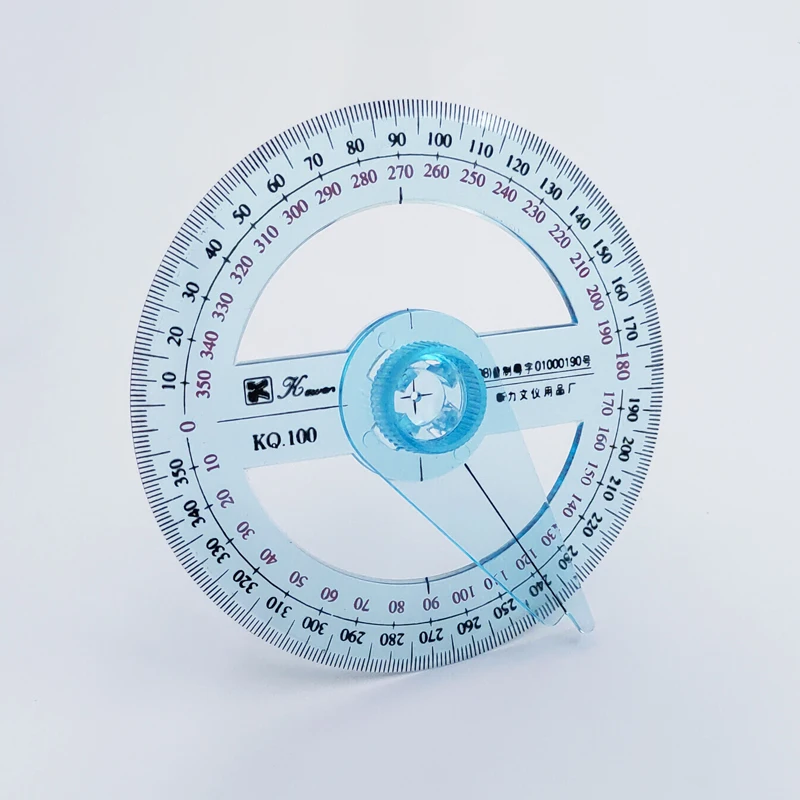 Plastic 360 Degree Protractor Ruler Pointer Angle Finder Swing Arm School Office 10cm Circular Protractor