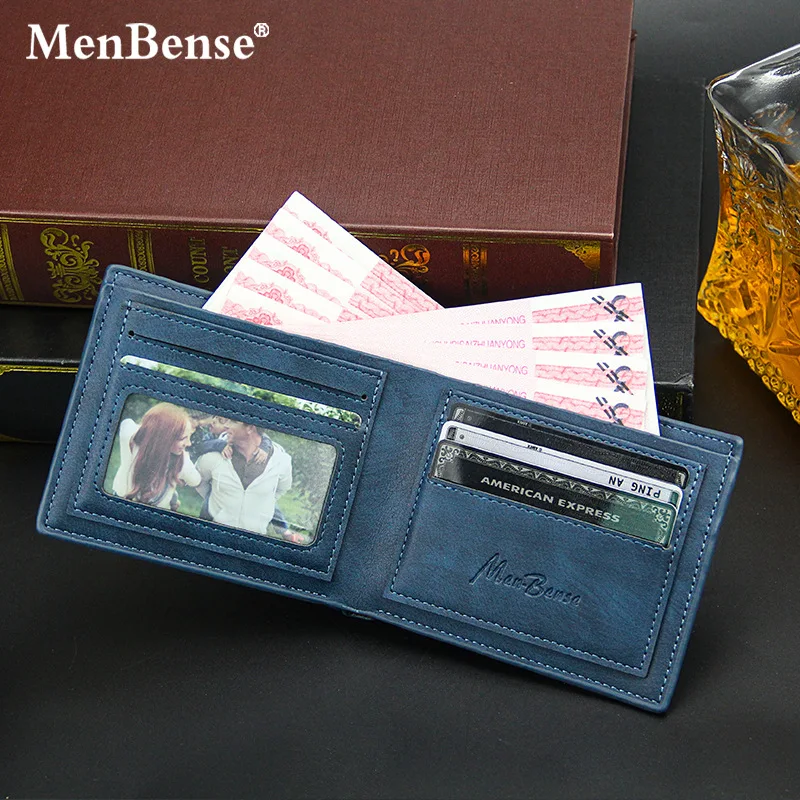 Chinese factory directly Menbense Ready To Ship Best Selling Short PU Leather Men Wallet Bi-Fold Wallets