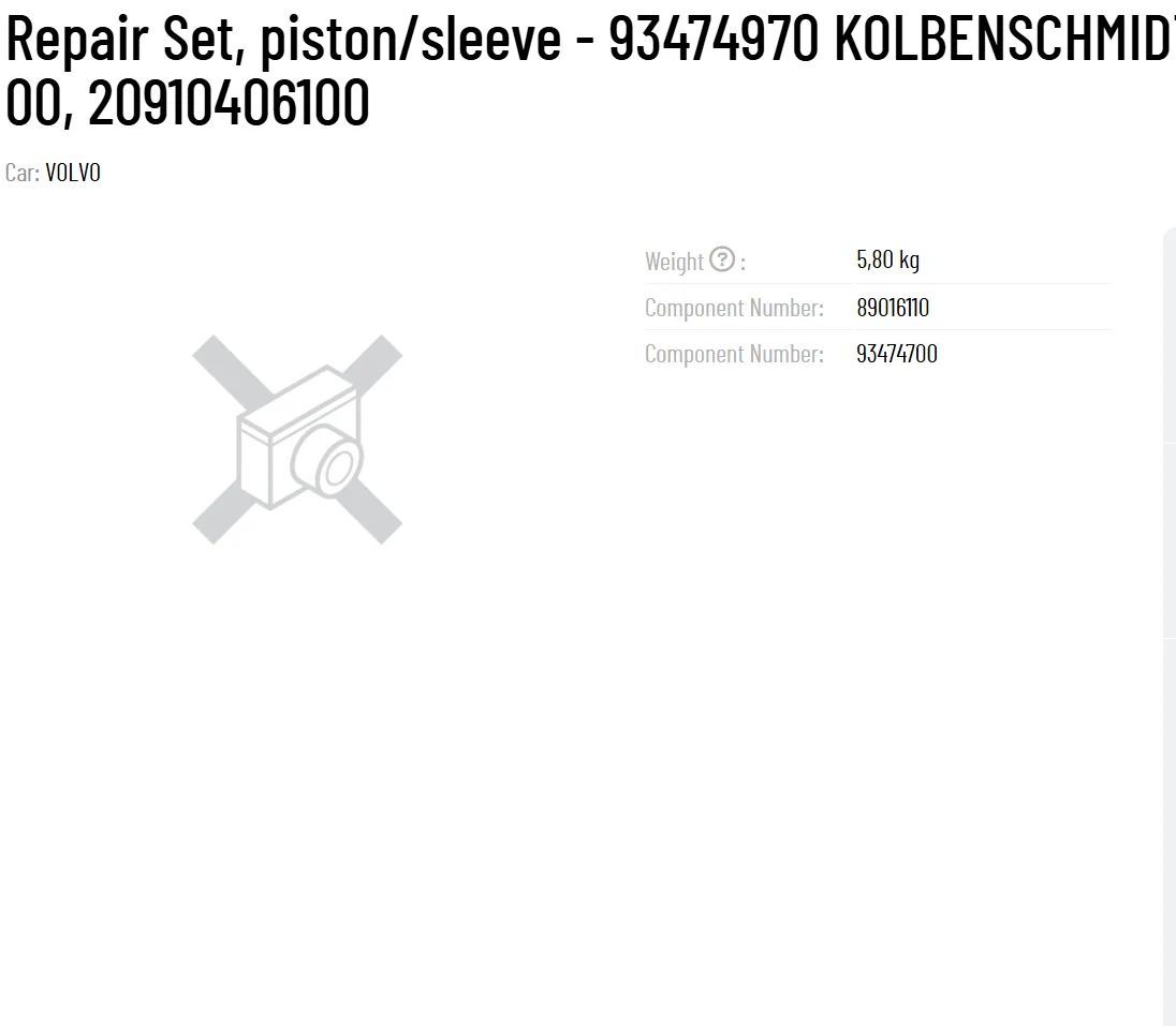 Original KS Repair Set piston/sleeve - 93474970 KOLBENSCHMIDT - 0374782 14-400510-00 20910406100