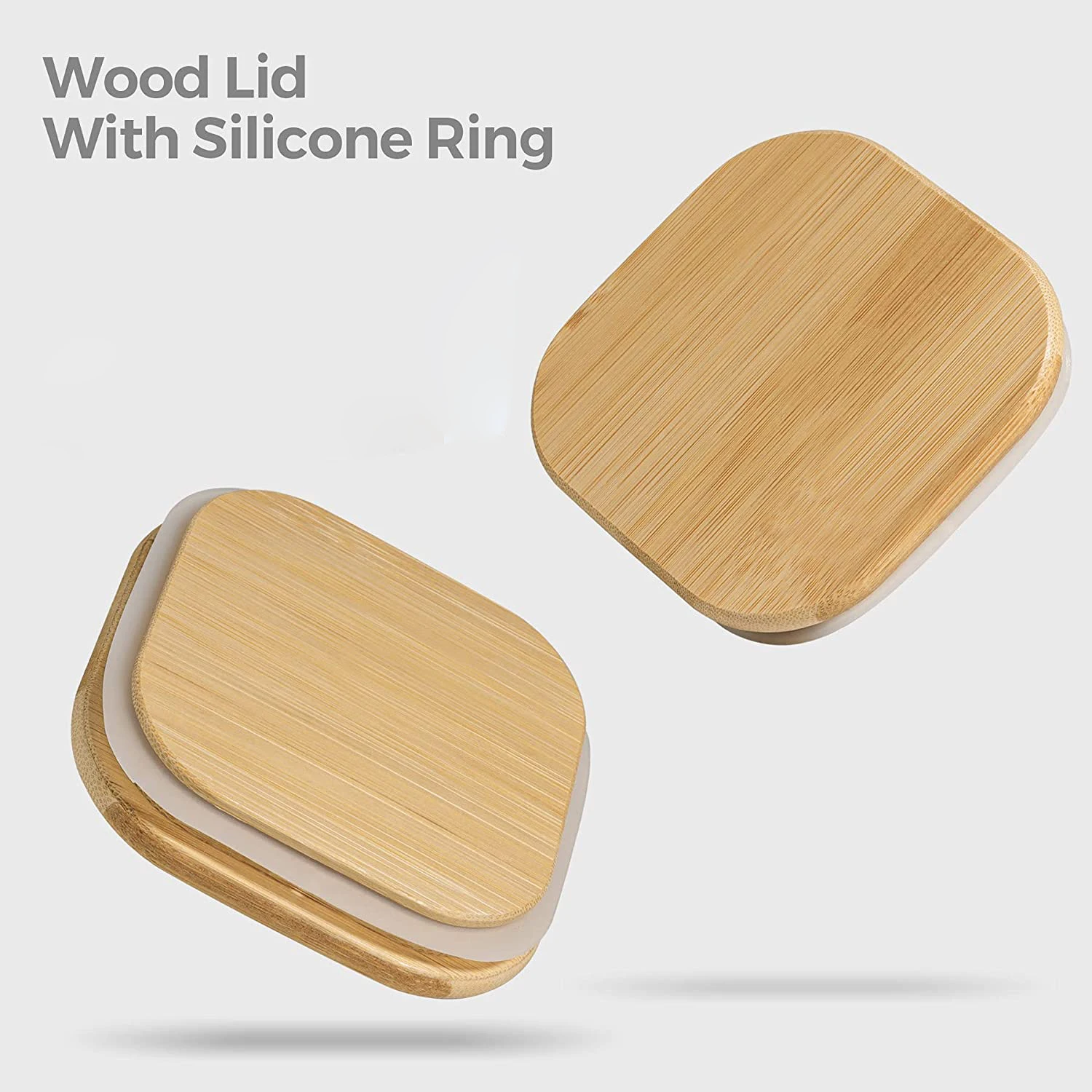 Kitchen Food Storage Containers for Pantry Jars - Square Glass Jar with glass jar with bamboo lid for Pasta Containers