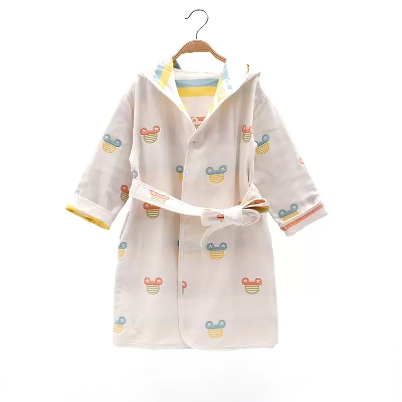 Custom Organic Soft and Breathable Cotton Toddler Bathrobe Boy Girl Jacquard Hooded Towel